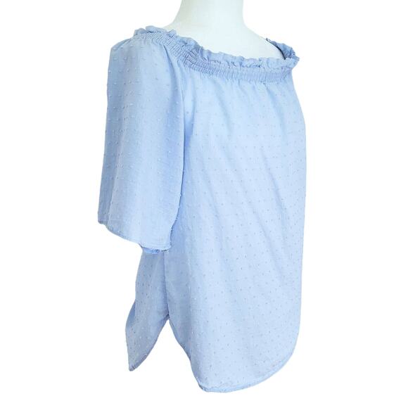 H&M Top Womens 4 Blue Swiss Dot Peasant Blouse Boho Cottagecore Kawaii Cute Twee - Picture 5 of 13